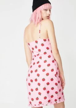Daisy Street Strawberry Print Mini Dress