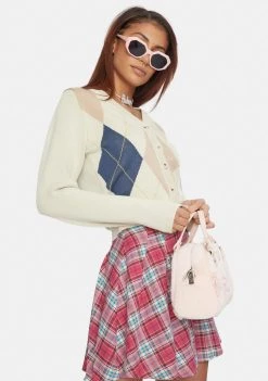 Daisy Street Tops Argyle Golf Cardigan