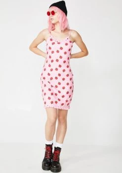 Daisy Street Strawberry Print Mini Dress