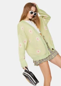 Daisy Street Green Knit Daisy Cardigan