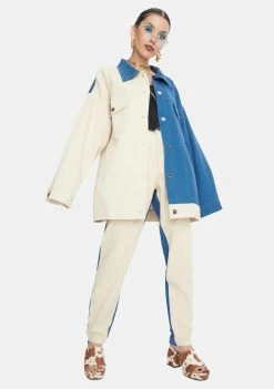 Daisy Street Outerwear Color Block Boyfriend Denim Jacket