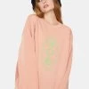 Daisy Street Overdyed Phases Of The Moon Graphic Sweater