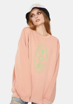 Daisy Street Overdyed Phases Of The Moon Graphic Sweater