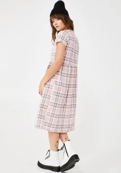 Daisy Street Check Print Smocked Midi Dress