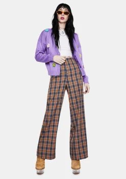 Daisy Street Checkered Wide Leg Trousers Bottoms