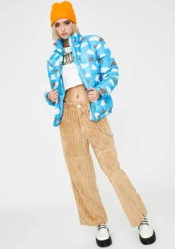 Daisy Street Outerwear Rainbow N' Cloud Puffer Jacket