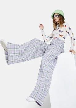 Daisy Street Lilac Checked Trousers Bottoms
