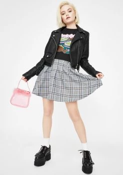 Daisy Street Plaid Check Pleated Mini Skirt