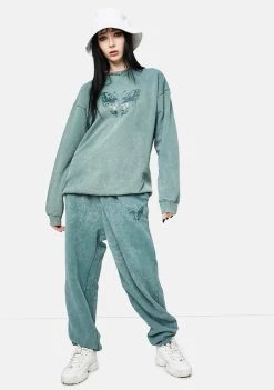 Daisy Street Megan Washed Green Sweatpants
