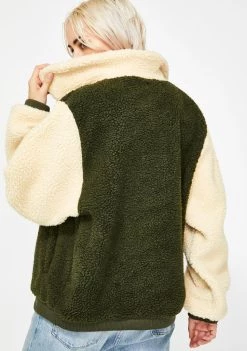 Daisy Street Khaki Teddy Bomber Jacket