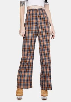 Daisy Street Checkered Wide Leg Trousers Bottoms