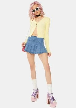 Daisy Street Yellow Textured Crop Cardigan Tops