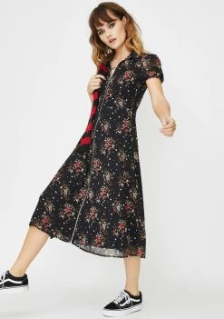 Daisy Street Dresses Front Zip Floral Midi Dress
