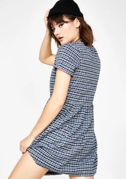 Daisy Street Check Print Smock Dress