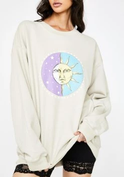 Daisy Street Tarot Print Oversized Sweatshirt
