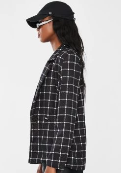 Daisy Street Outerwear Double Breasted Chain Print Blazer