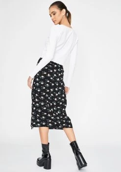 Daisy Street High Waist Floral Midi Skirt Bottoms