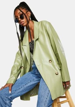 Daisy Street Vegan Leather Boyfriend Blazer Outerwear
