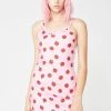 Daisy Street Strawberry Print Mini Dress