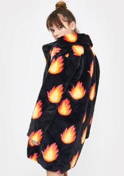 Daisy Street Outerwear Flame Faux Fur Coat