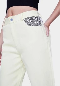 Daisy Street Yellow Printed Pocket Mom Jeans