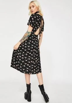 Daisy Street Floral Cut-Out Tie Back Midi Dress Dresses