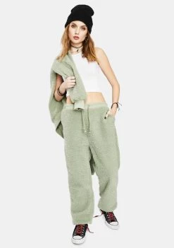 Daisy Street Pistachio Sherpa Joggers