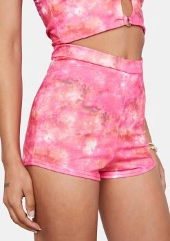 Daisy Street Pink Tie Dye Shorts High Waist Shorts