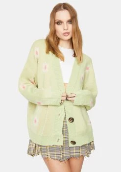 Daisy Street Green Knit Daisy Cardigan
