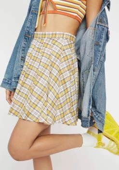 Daisy Street Yellow Plaid Emily Skirt Bottoms