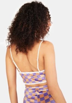 Daisy Street Tops Checkerboard Crop Top