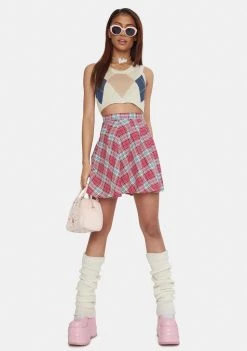 Daisy Street Tops Argyle Golf Crop Top