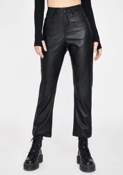 Daisy Street Bottoms PU Straight Fit Trousers