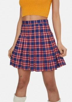Daisy Street Navy Emily Plaid Skirt