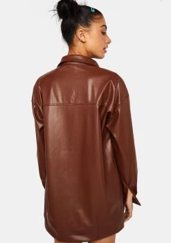 Daisy Street Vegan Leather Shacket Outerwear