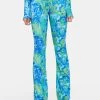Daisy Street Blue Printed Becky Flare Pants Bottoms