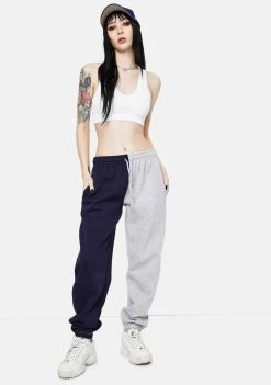 Daisy Street Megan Navy Grey Split Sweatpants