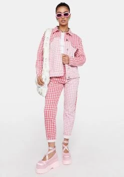 Daisy Street Two-Tone Gingham Denim Jacket