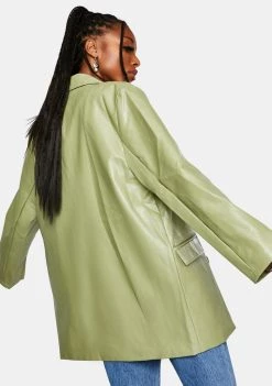 Daisy Street Vegan Leather Boyfriend Blazer Outerwear