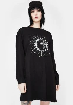 Daisy Street Graphic Print Long Sleeve Dress Dresses