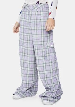 Daisy Street Lilac Checked Trousers Bottoms