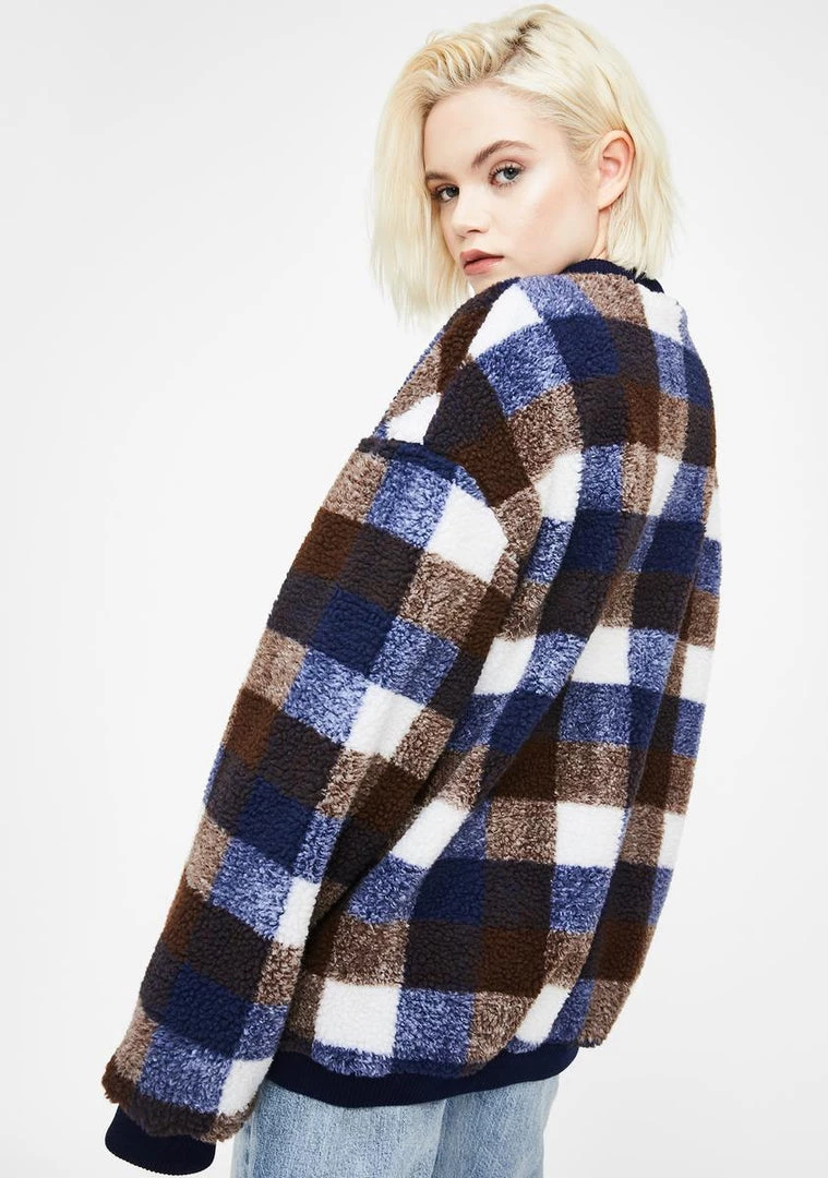 Daisy Street Outerwear Check Teddy Bomber Jacket