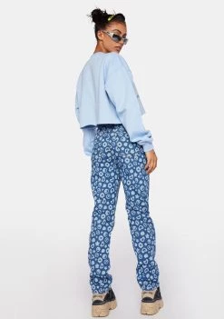 Daisy Street Printed Dad Jeans