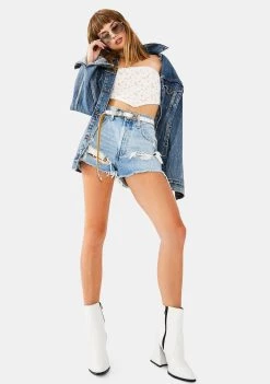 Daisy Street White Textured Floral Print Bandana Top Tops