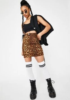 Daisy Street Bottoms Leopard High Waisted Mini Skirt
