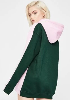 Daisy Street Half And Half Oversized Hoodie Tops