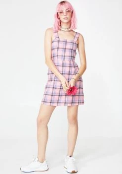 Daisy Street Retro Check Wide Strap Cami Dress
