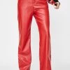 Daisy Street Red Chain Vegan Leather Trousers Bottoms