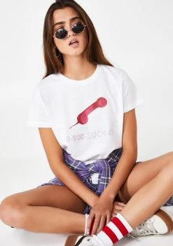 Daisy Street Tops Hostile Hotline Rhinestone Tee