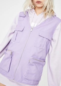 Daisy Street Outerwear Purple Utility Style Gilet Vest